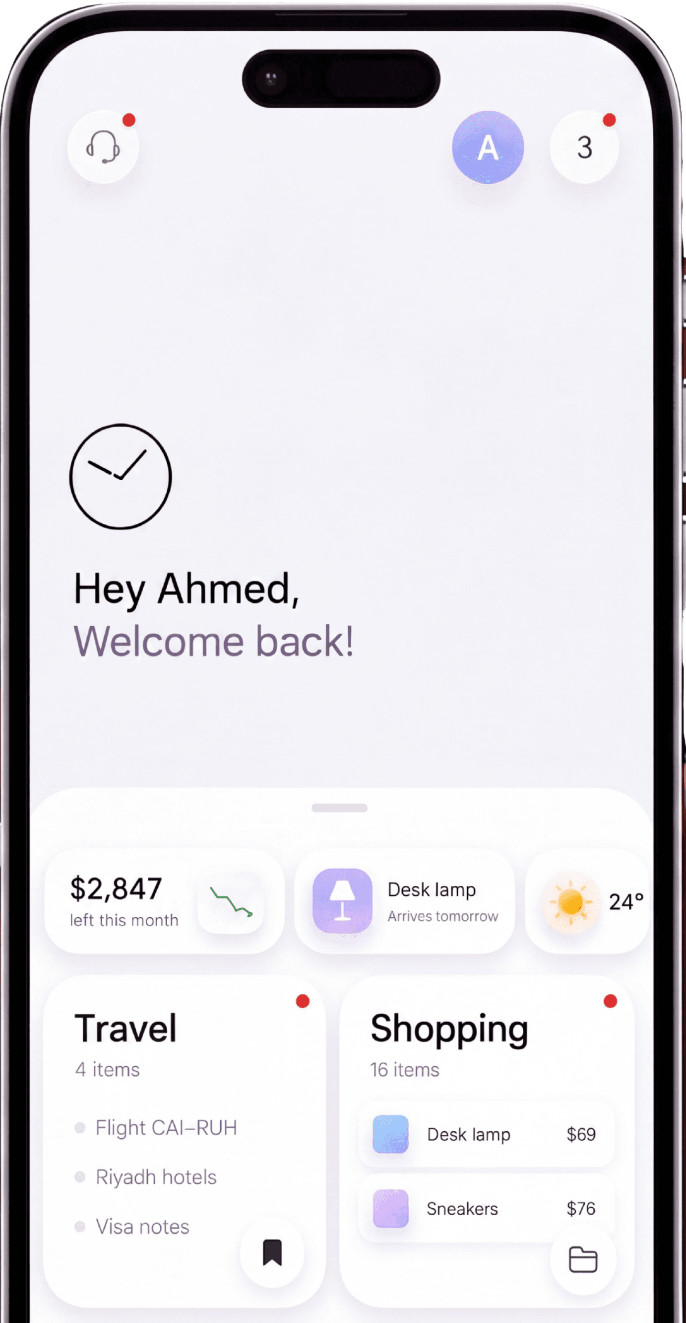 Bleui app home screen on an iPhone